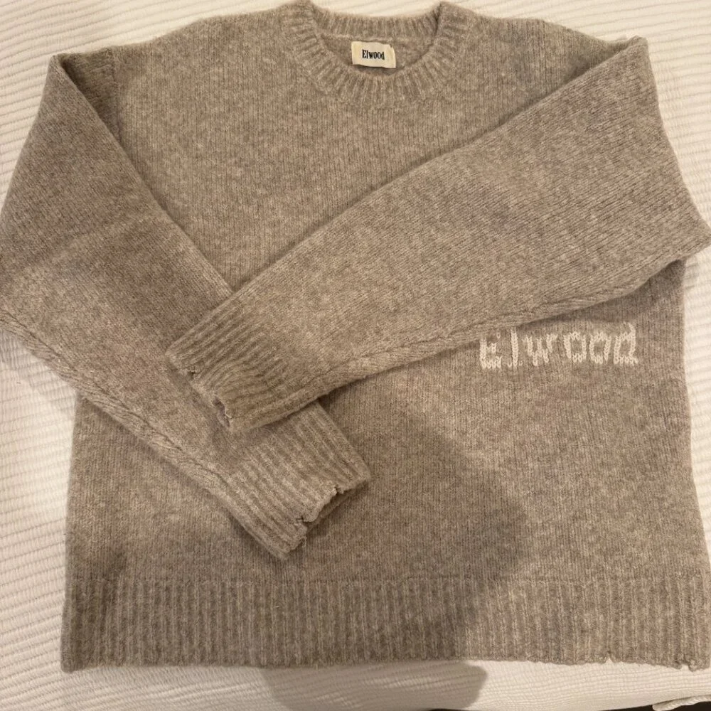 Elwood Women's Grey and Cream Knit Sweater Oatmeal XS - Picture 3 of 4